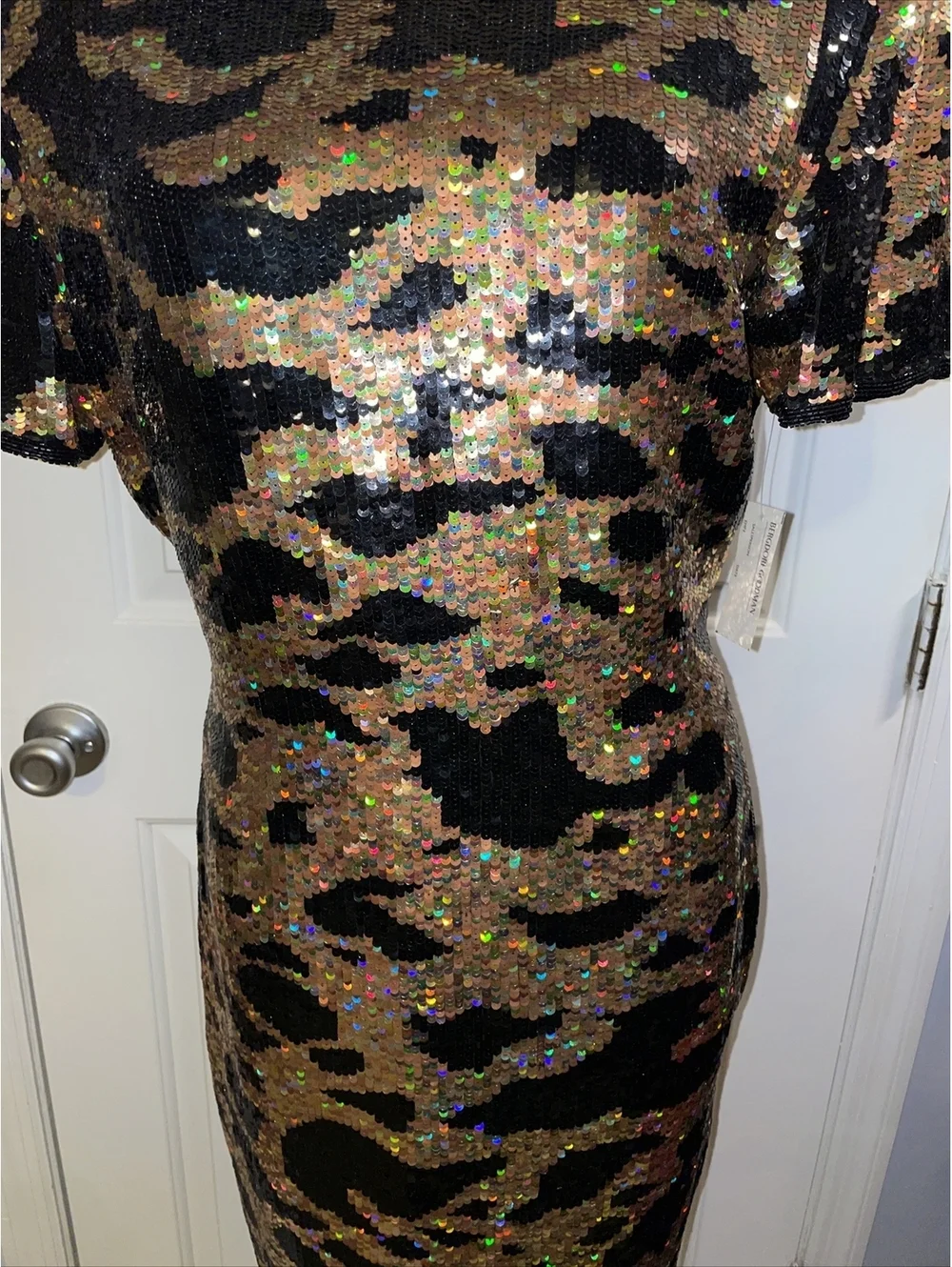 Riazee For Bergdorf Goodman Heavy Sequin Silk Dress Size 8 Vintage